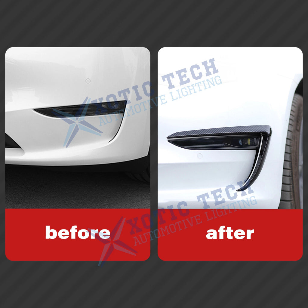 Front Fog Light Eyebrow Decor Carbon Fiber for Tesla Model 3 (2017-2023)