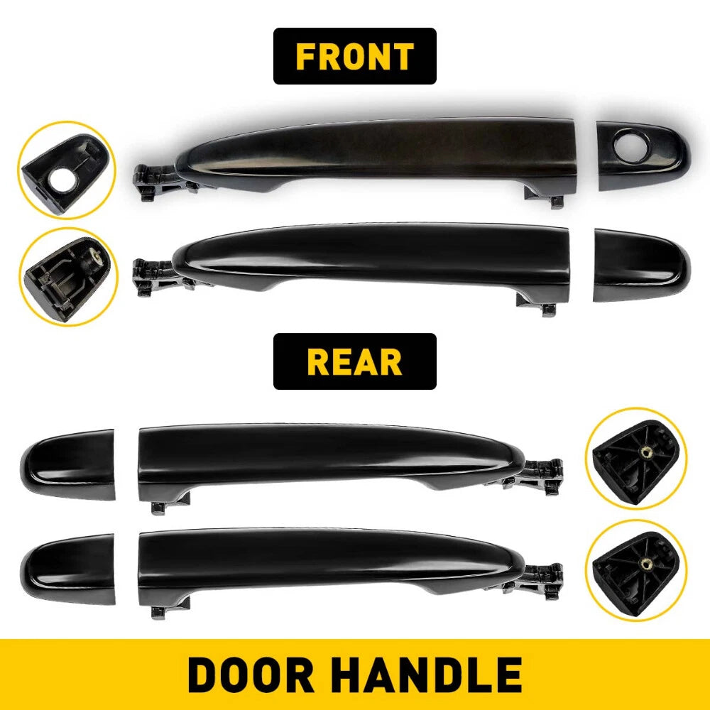 Set of 4 Black Exterior Door Handles for Toyota Camry (2007–2011)