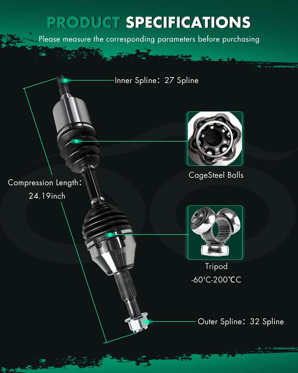 CV Axle for Dodge Nitro 4.0L 3.7L Jeep Liberty 3.7L (2008–2011) Front Left 4WD