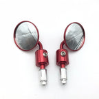 CNC Round 7/8" Handle Bar End Rearview Mirror Red for Suzuki Ducati BMW