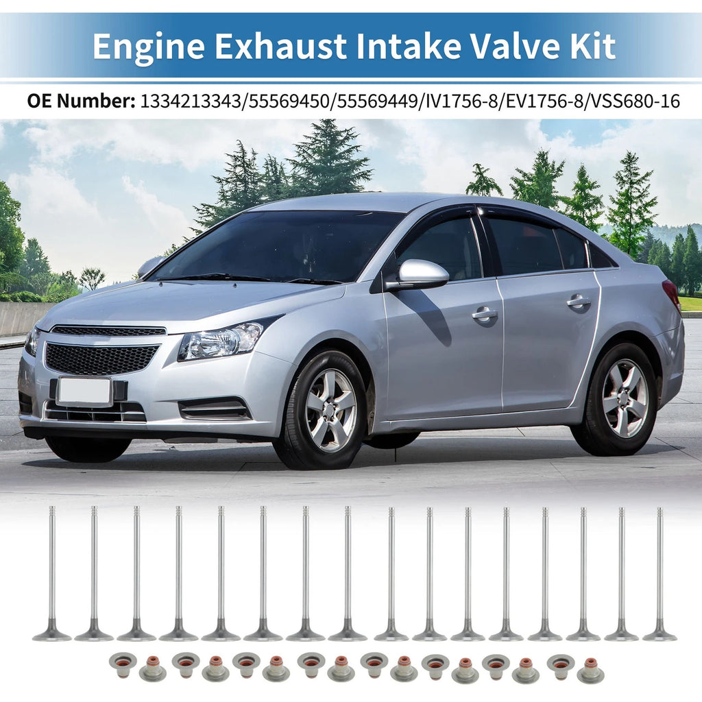 16pcs Intake Exhaust Valves with Seals for Chevrolet Cruze LS (2011–2015)