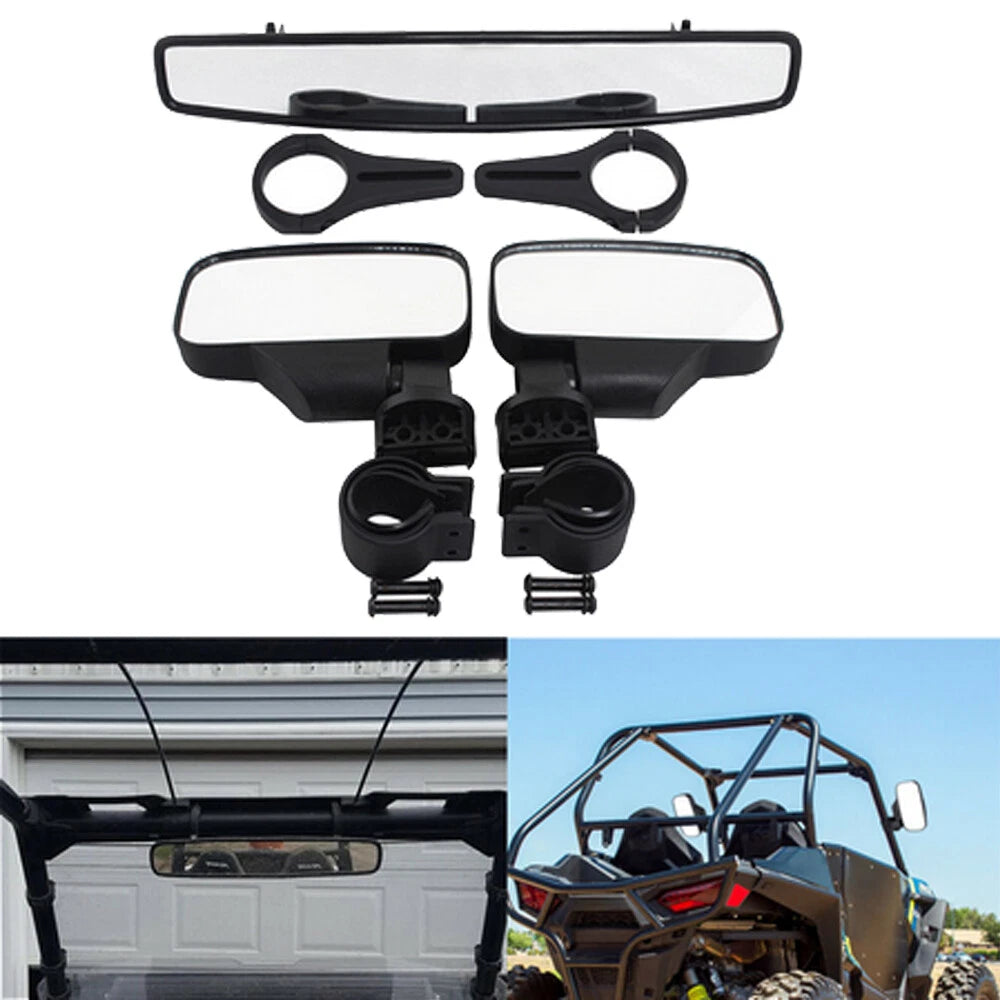 Set of 2 Rear View Center & Side Mirrors for Polaris Ranger RZR XP (2008–2020)