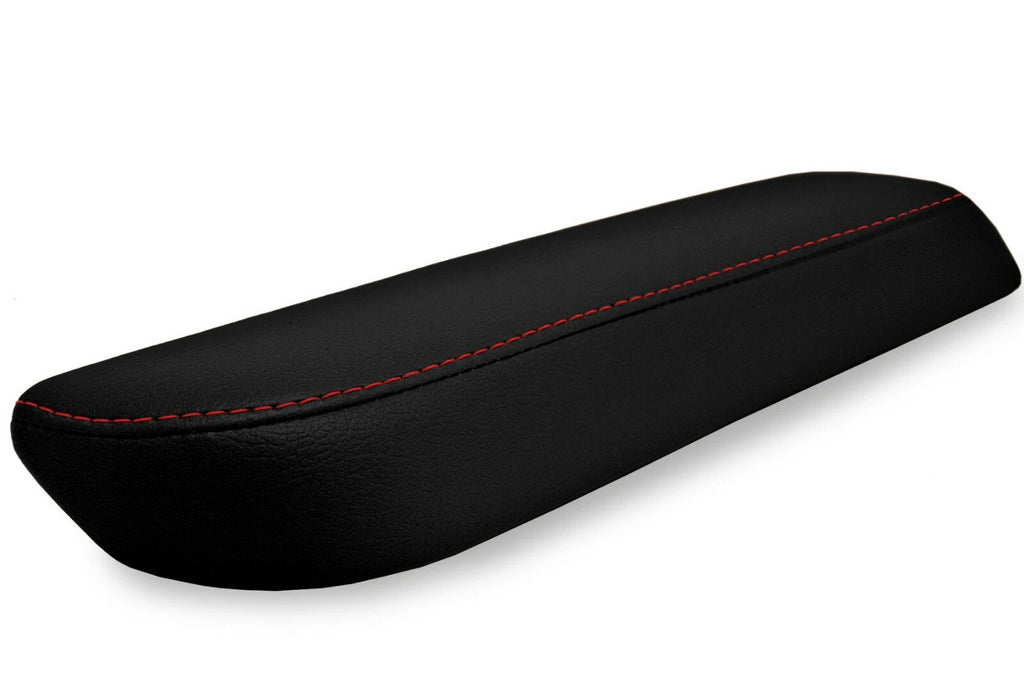 2PC Leather Armrest Door Panel Cover for Nissan 350Z Coupe (2006–2008) Red Stitch