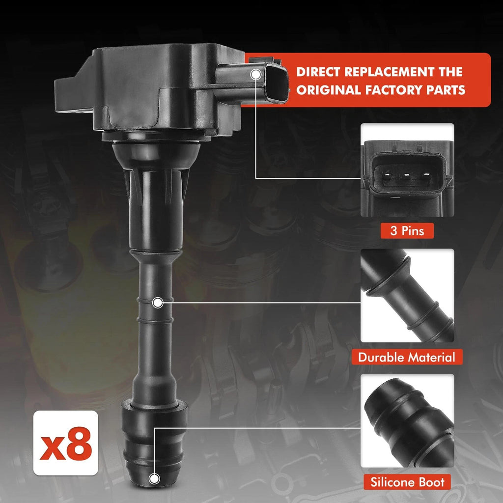 Set of 8 Ignition Coils & Iridium Spark Plugs for Nissan Pathfinder (2008–2012)