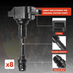 Set of 8 Ignition Coils & Iridium Spark Plugs for Nissan Pathfinder (2008–2012)
