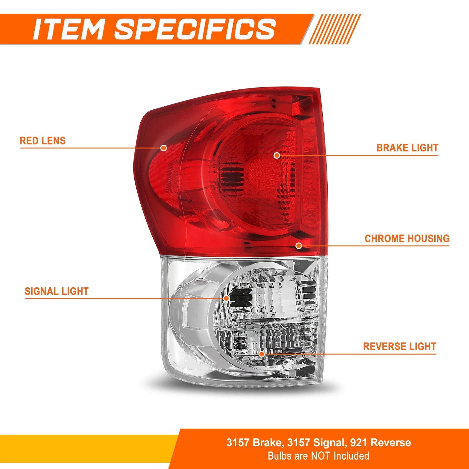 Left Side Chrome Tail Brake Light Stop Lamp for Toyota Tundra (2007–2009)