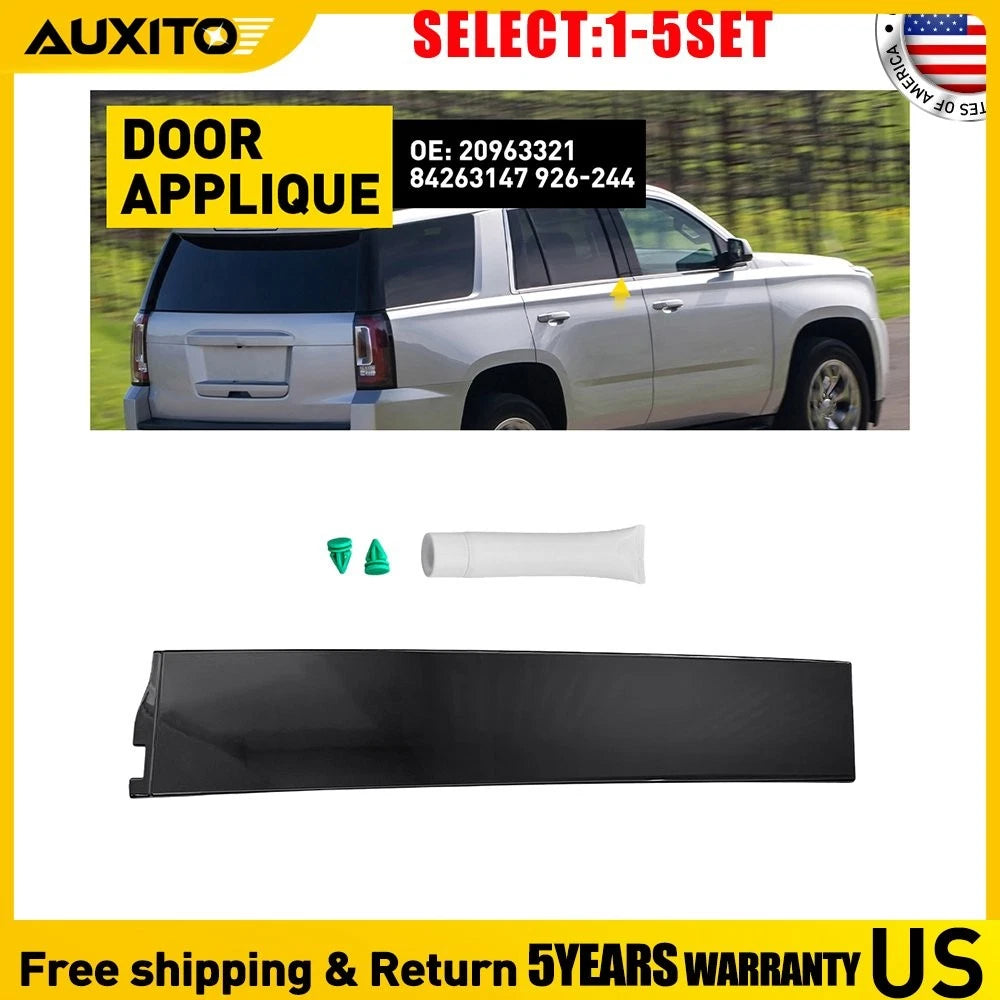 Right Rear Forward Door Applique Molding Black for Chevrolet GMC Cadillac (1-5X)