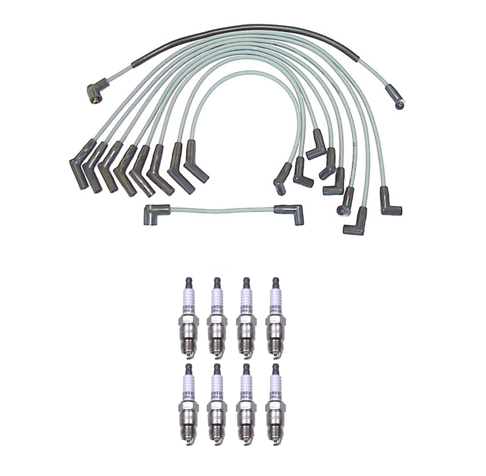 Denso 8mm Wire Set & 8 U-Groove Spark Plug Kit for Ford Lincoln Mercury V8