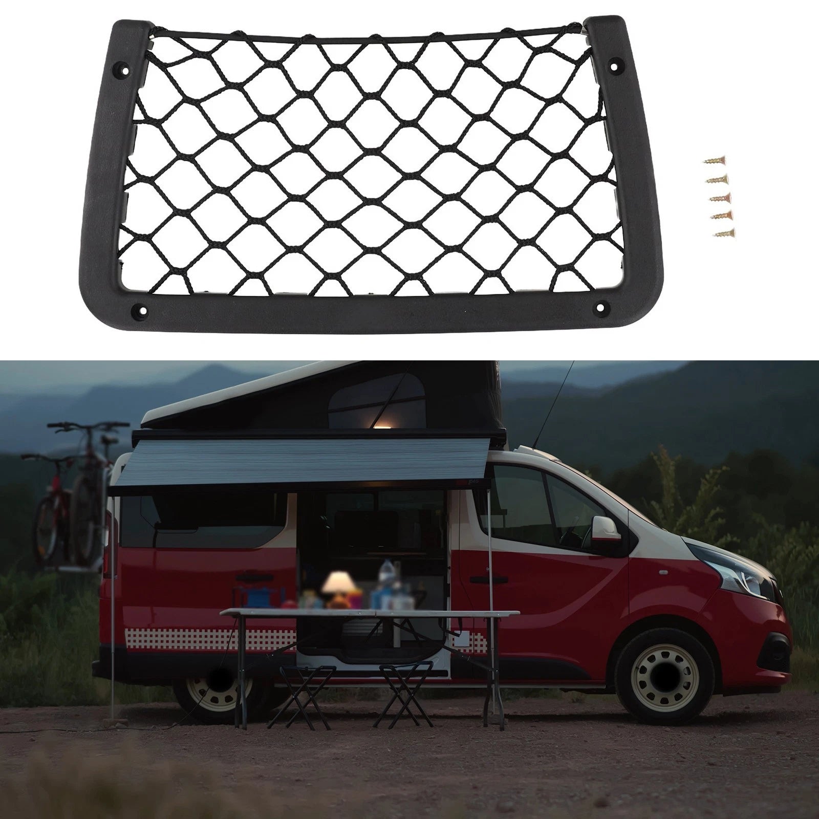 Storage Net for Camper Caravan Boat (1 Piece) - Black