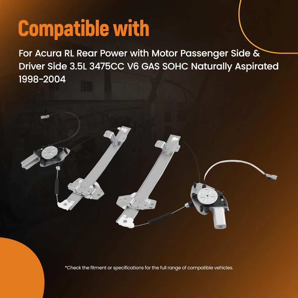Power Window Regulator w/ Motor for Acura RL (1998–2004) 741-183 Rear