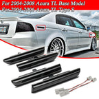 4X White LED Smoke Side Marker Lights for Acura TL (2007–2008)