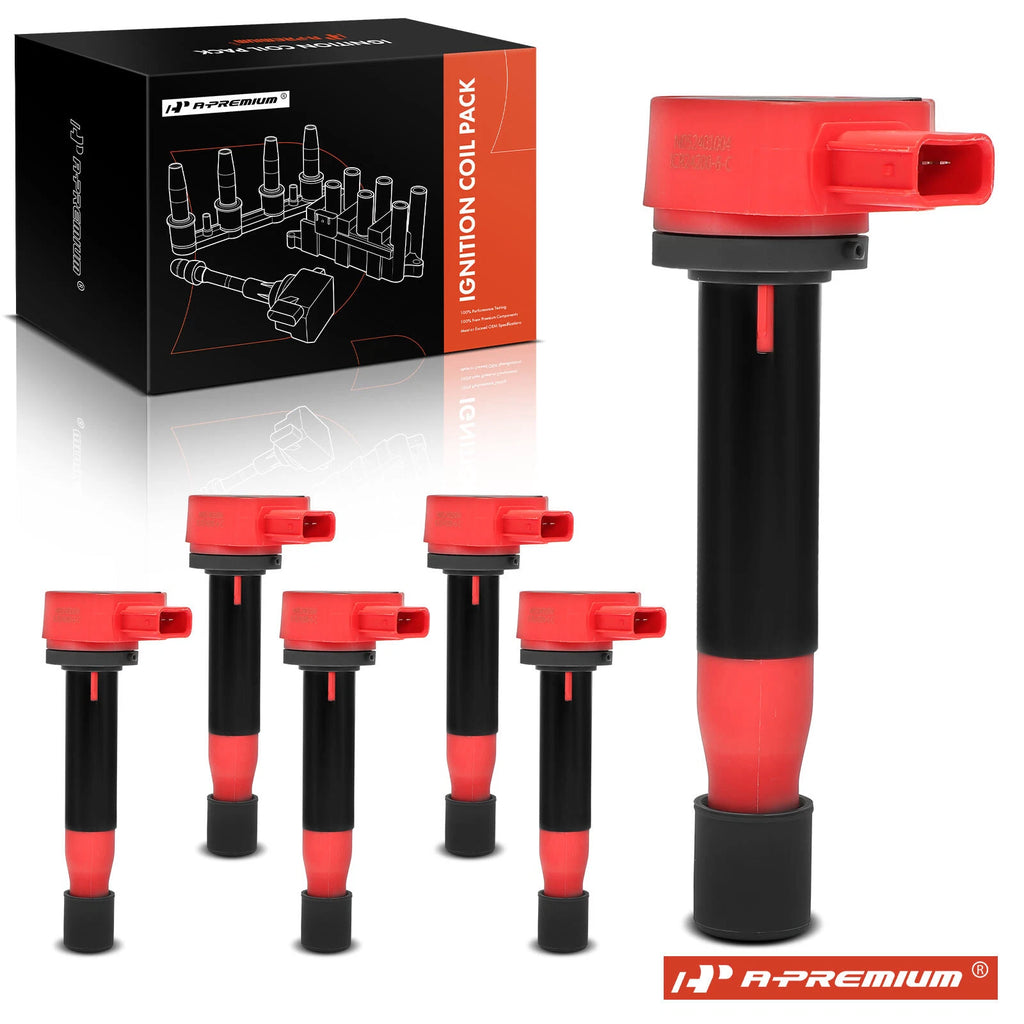6x Red Ignition Coil for Honda Accord (2000–2003) Odyssey (1999–2010)