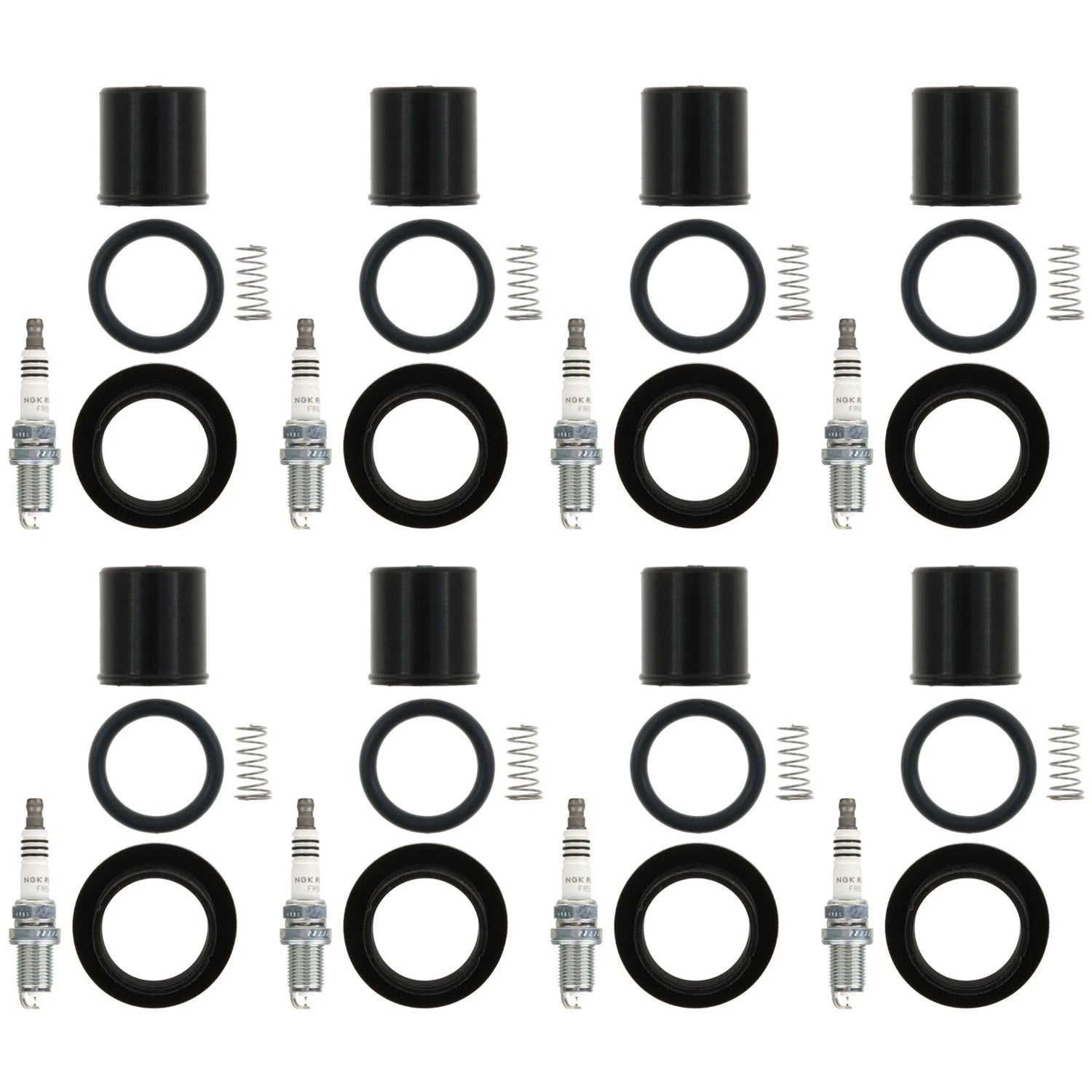 Set of 8 NGK Ruthenium HX Spark Plugs & Coil Boots for Dakota Raider (2000–2004)