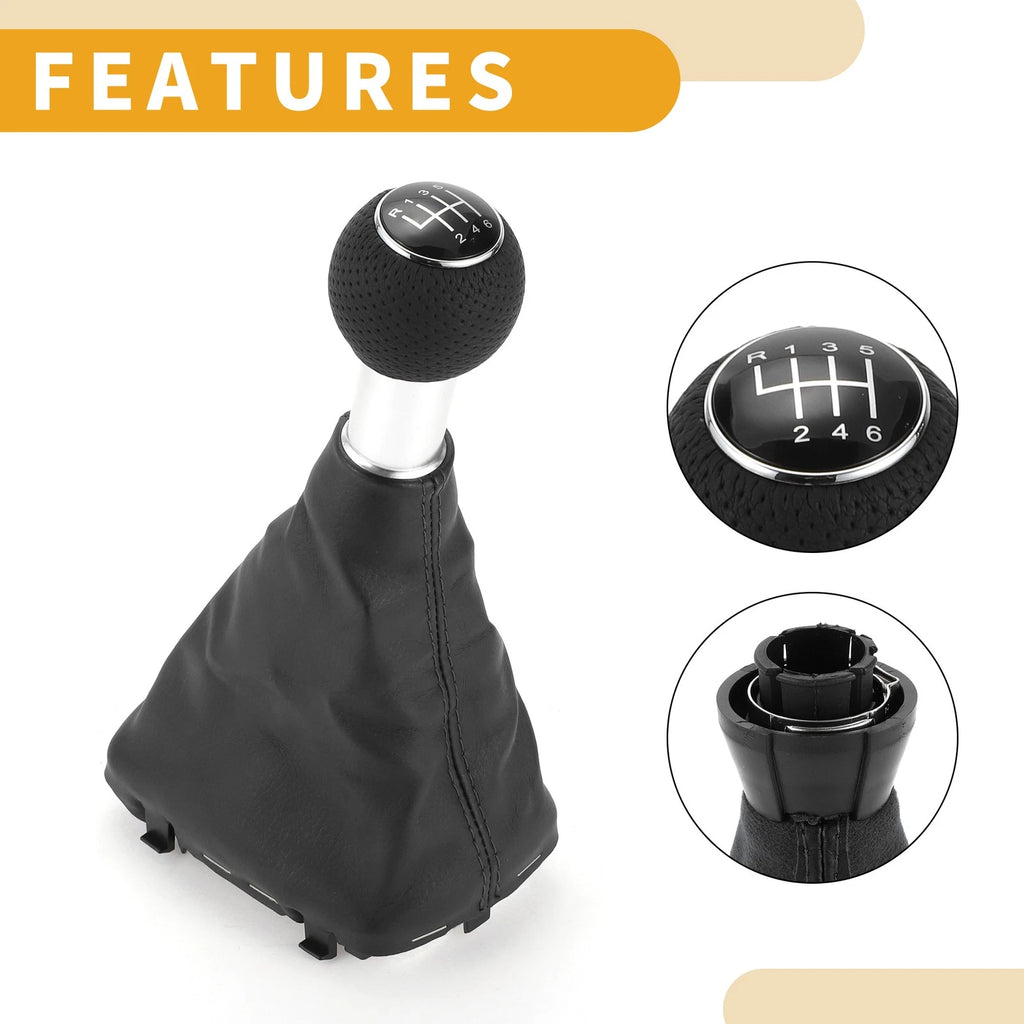 6 Speed Manual Gear Shift Knob with Boot for Audi A3 (2013–2020)
