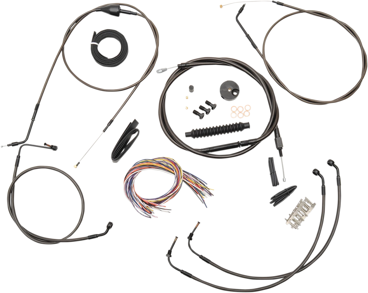 Complete Midnight Braided Cable Kit for Harley FLH (2007) - 18"-20" Handlebars