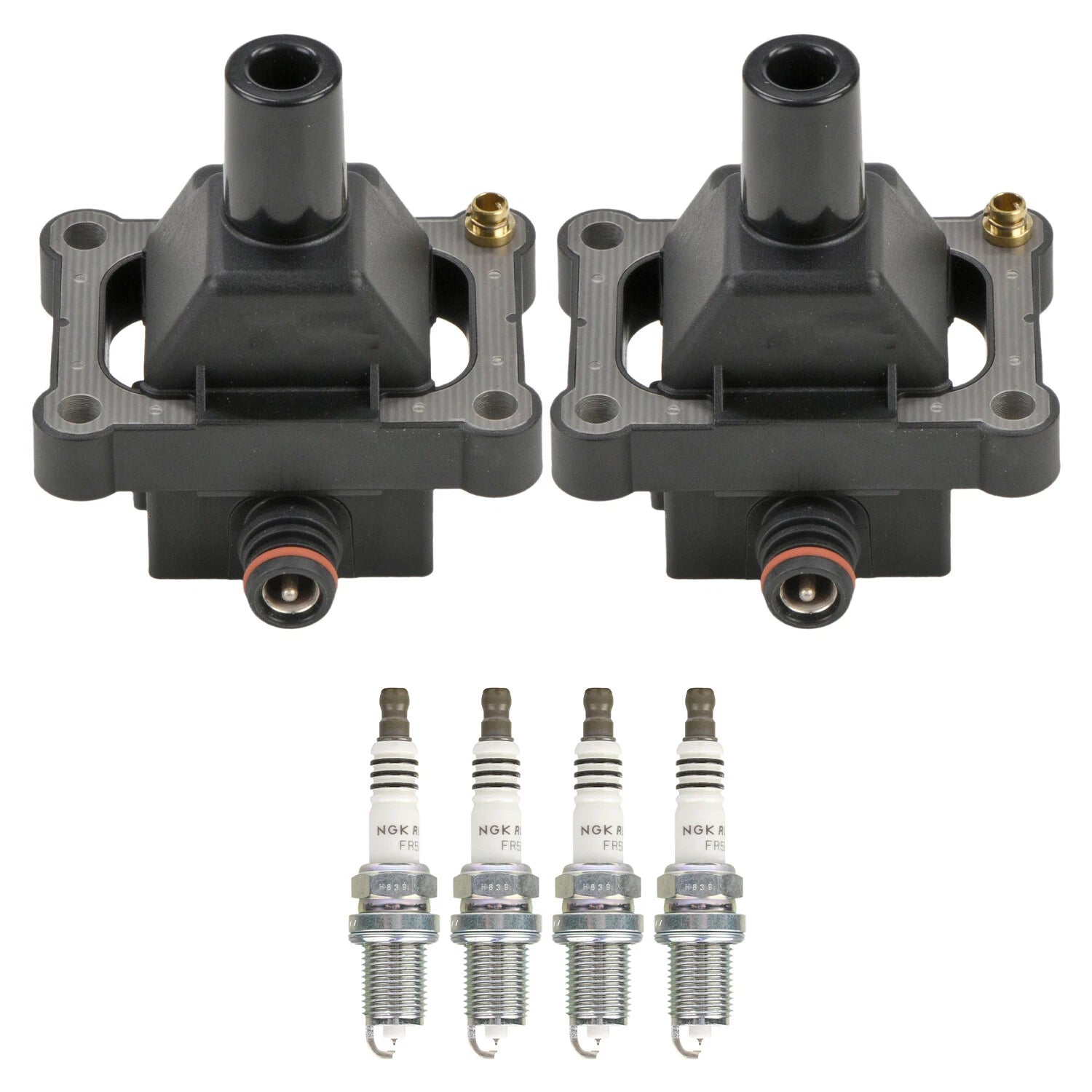 Set of 2 Ignition Coils & 4 NGK Ruthenium HX Spark Plugs for W202 R170 (1993–2005)