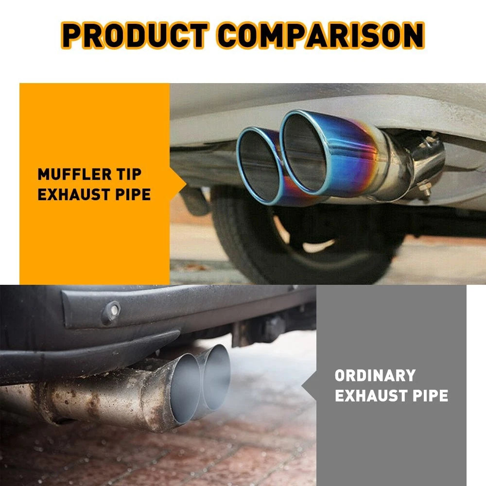 Dual Exhaust Muffler Tip for Auto Car  - Titanium Stainless Steel Blue