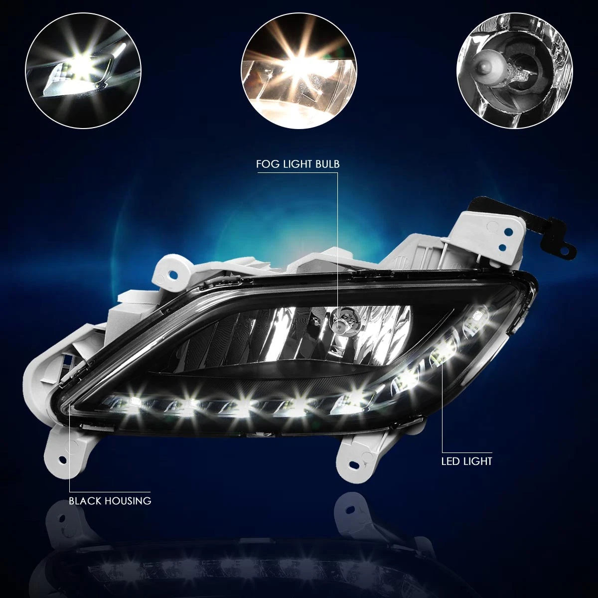 Fog Lights with LED Day Running Lamp & Switch for Hyundai Veloster (2012–2017)