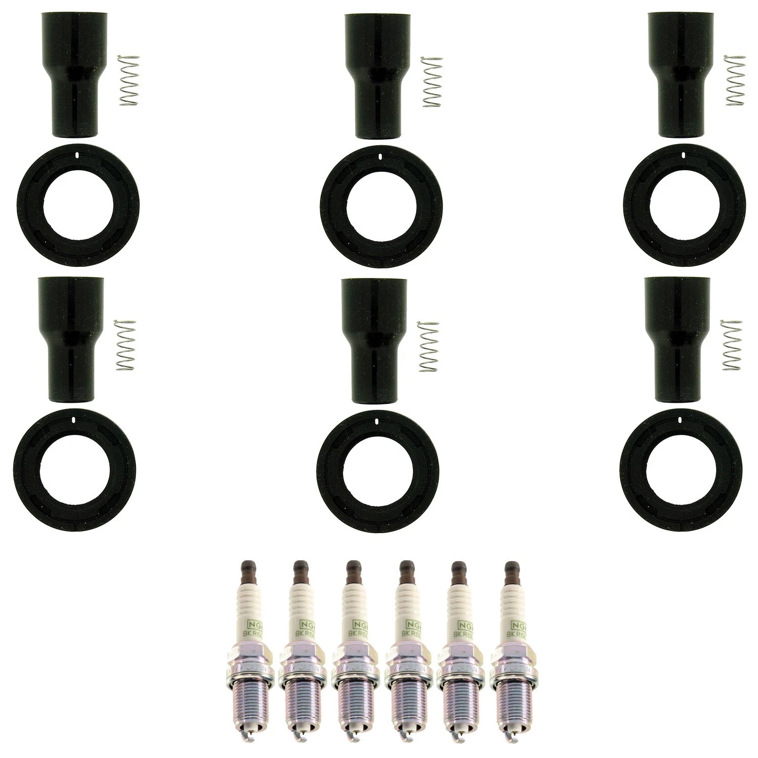 Set of 6 NGK G-Power Platinum Spark Plugs & Coil Boots for ES300 RX300 (1992–2003)