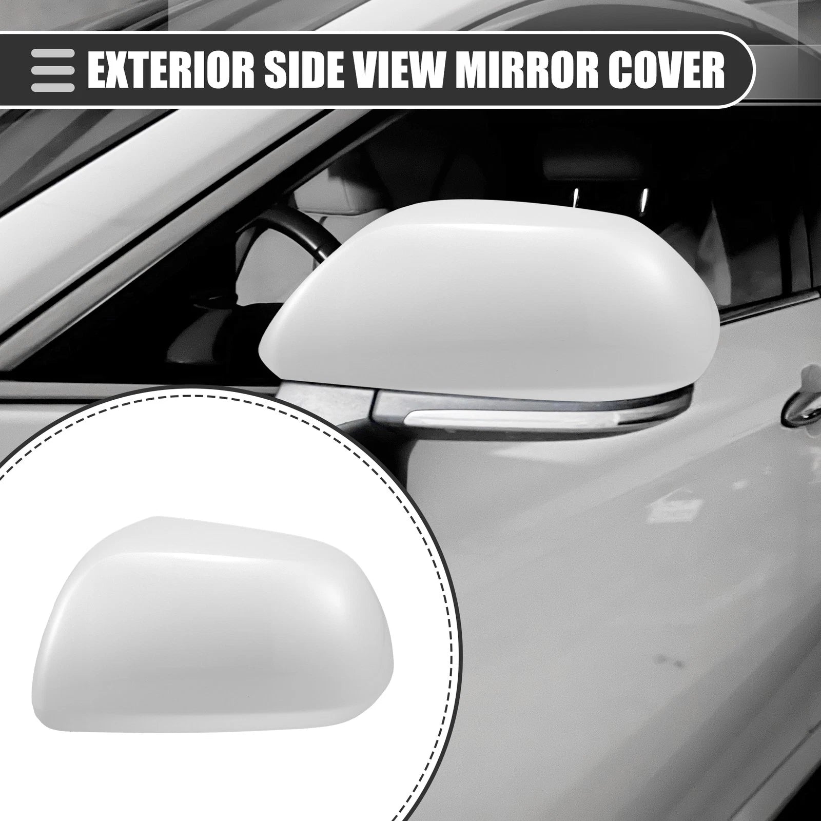Left Side Mirror Cover Cap for Toyota Highlander (2009–2014) ABS White