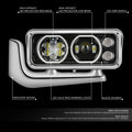 Projector LED Halo Ring Headlight for Peterbilt 359 379 389 (1981–2021)