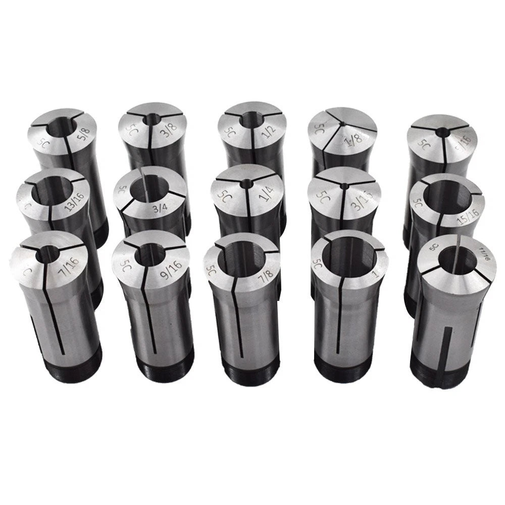 15 PC Set 5C Round Collet for Precision Machining (TIR 0.0005")