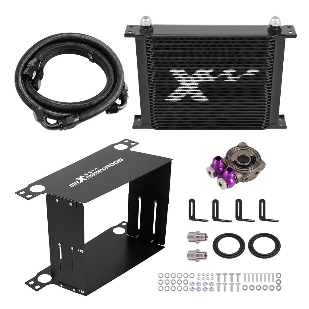 Universal 30 Row Transmission Oil Cooler for 10AN Aluminum (w/ Thermostatic Adapter) (2004–2024)