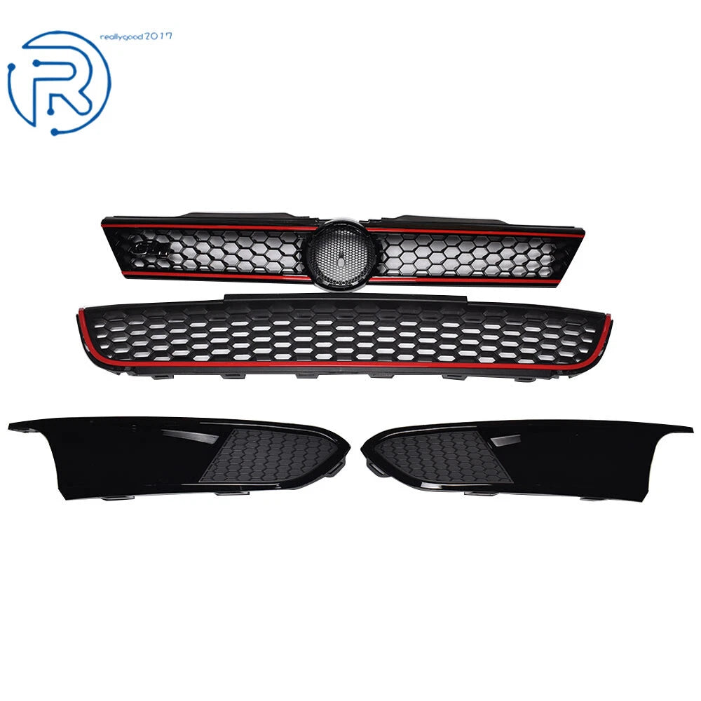 Set of 4 Front Bumper Grilles with Bezels for VW Jetta (2011-2014)