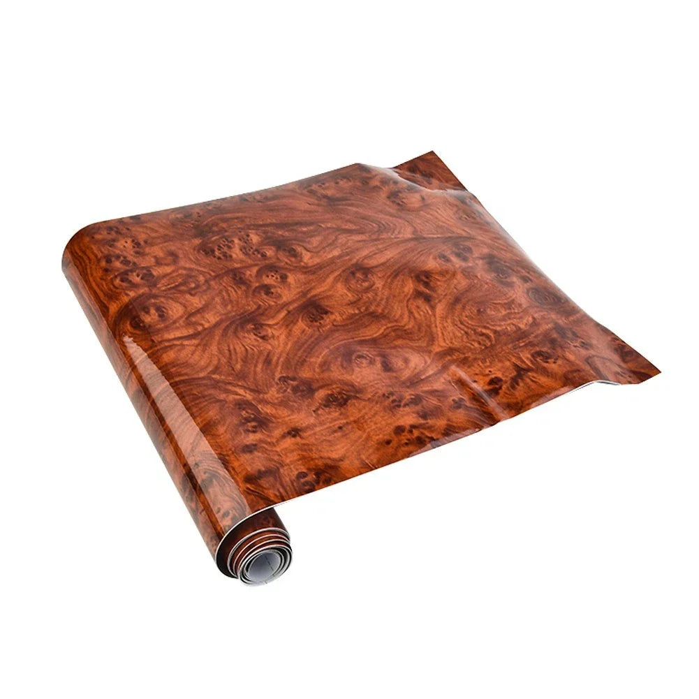 Glossy Vinyl Wrap Sheet for Car Interior Wood Grain Textured