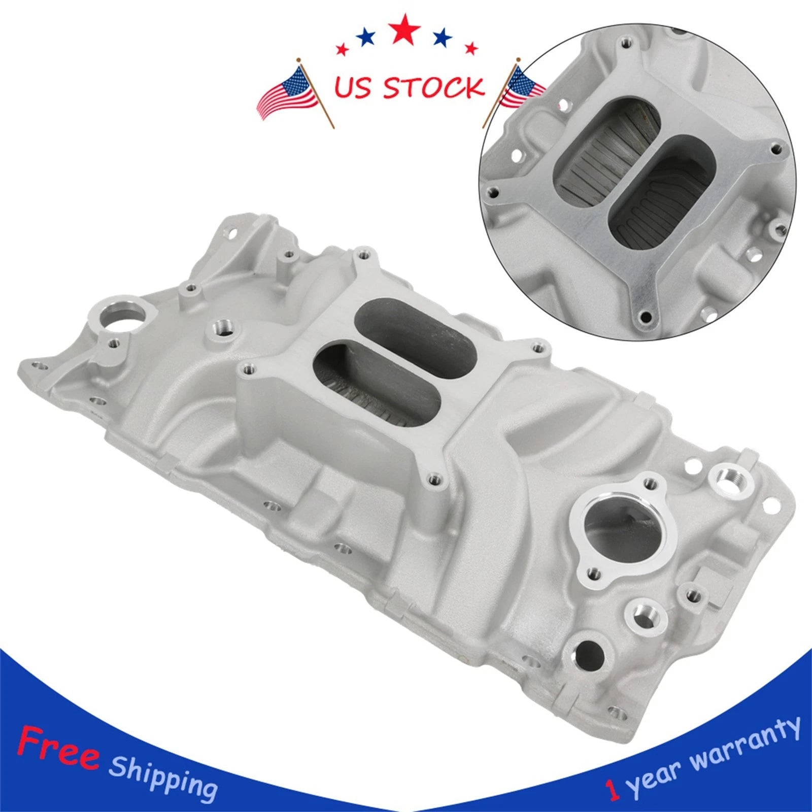 Intake Manifold for Chevrolet SBC 262-400 (1955–1986) Aluminum Dual Plane