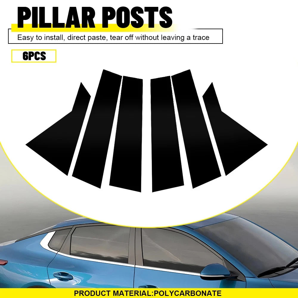 Set of 6 Pillar Post Trim Covers for Kia Forte (2019–2024) Black