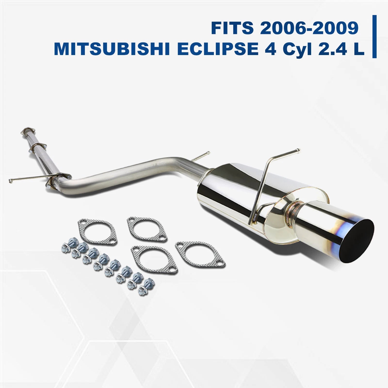 4" Exhaust Catback System Kit for Eclipse 2.4L (2006–2009) 4G69 Muffler Burnt Tip