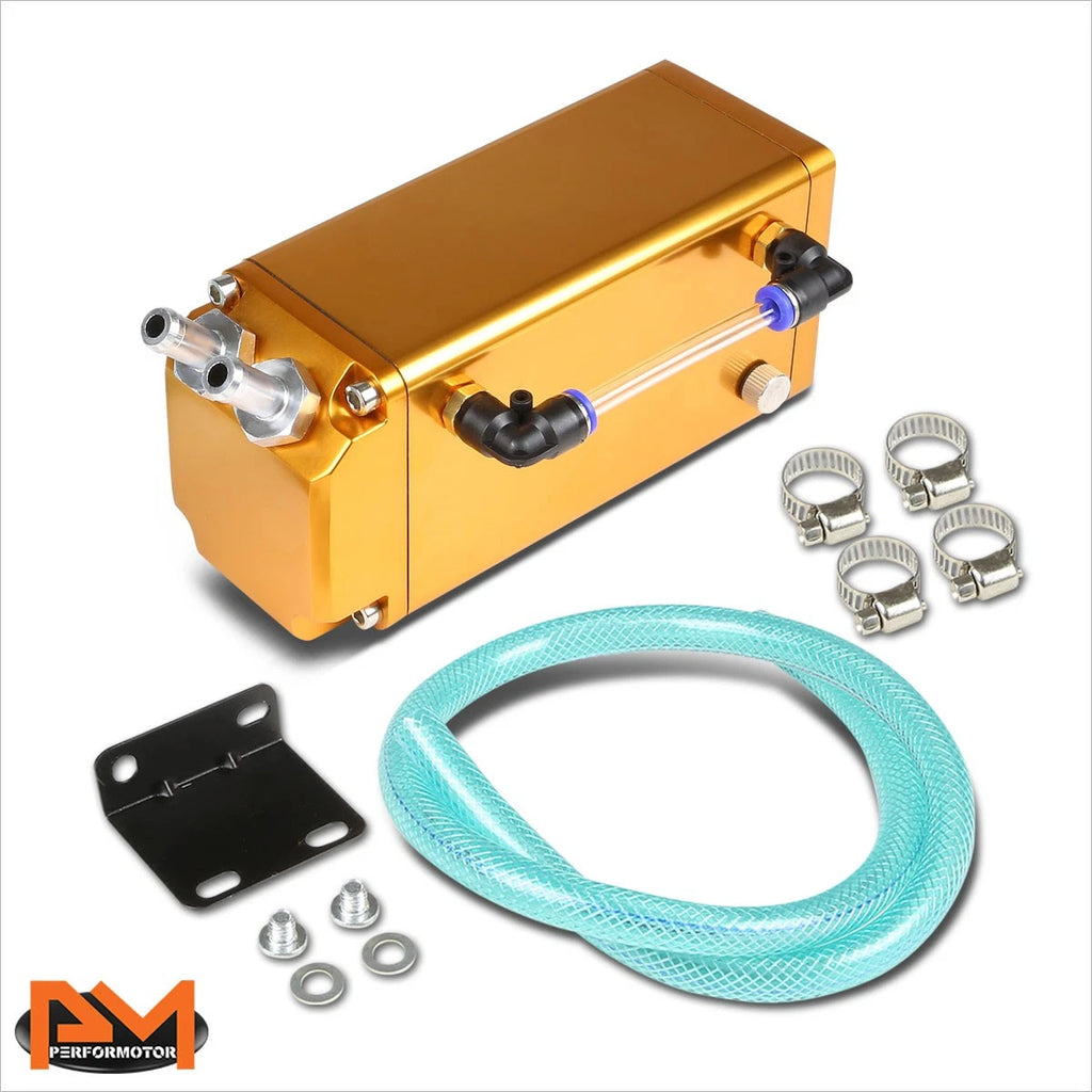 Billet Aluminum Oil Catch Reservoir Tank for Racing Vehicles (Square Style)