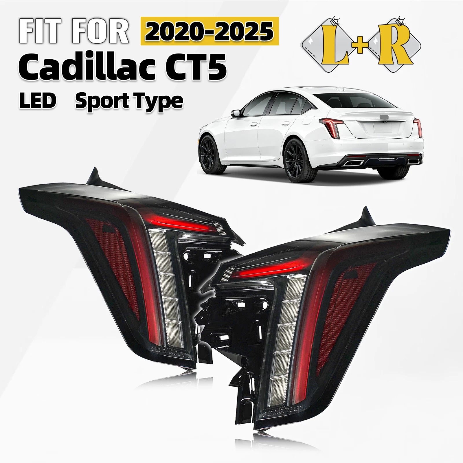LED Sport Tail Light Brake Lamp Pair for Cadillac CT5 (2020–2025)