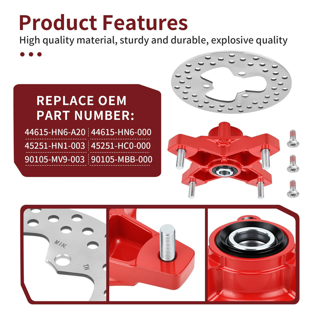 Red Wheel Hub w/ Brake Disc for Honda TRX400X (2009, 2012–2014)