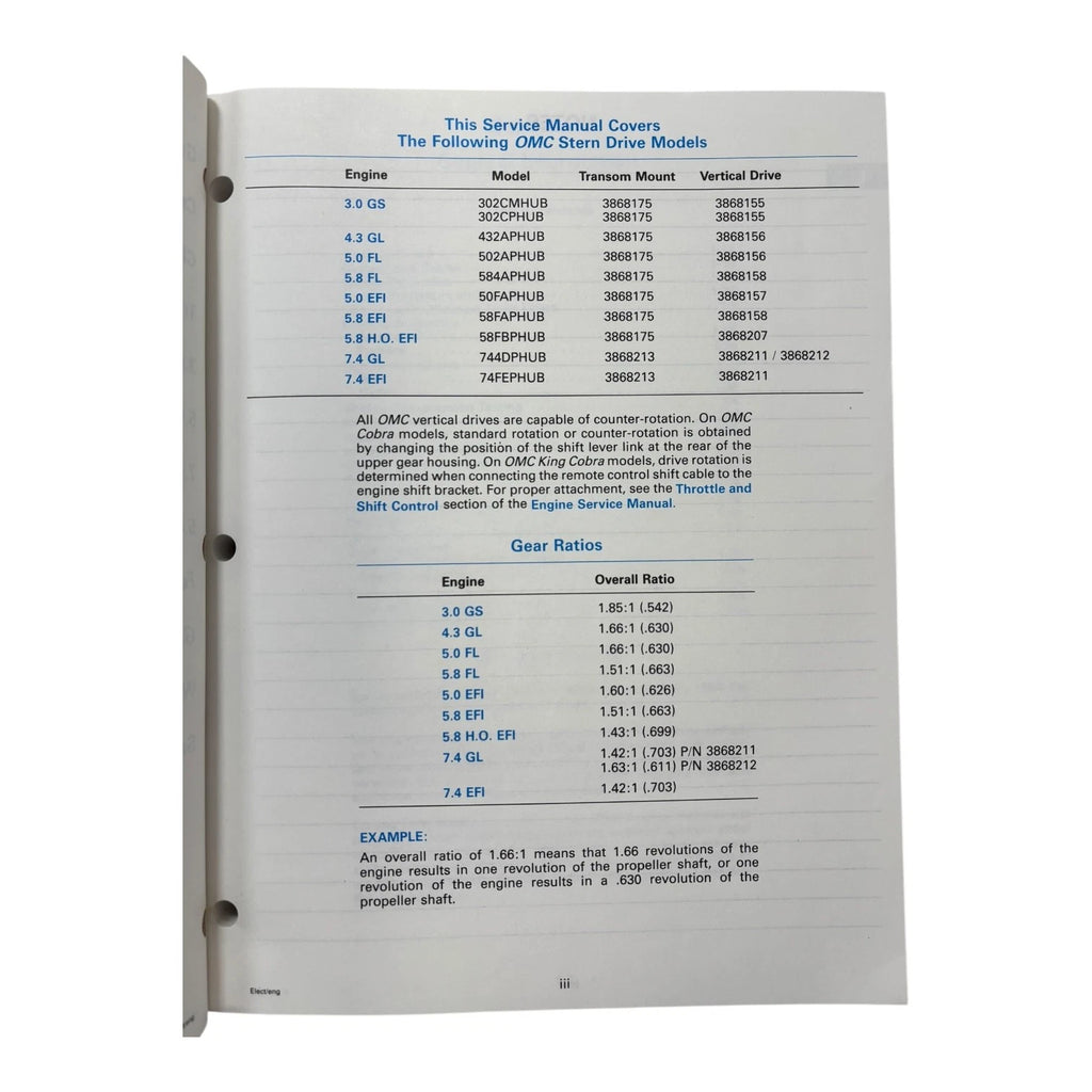 OMC Cobra Stern Drives Electrical/Ignition Service Manual 503169 (1994)