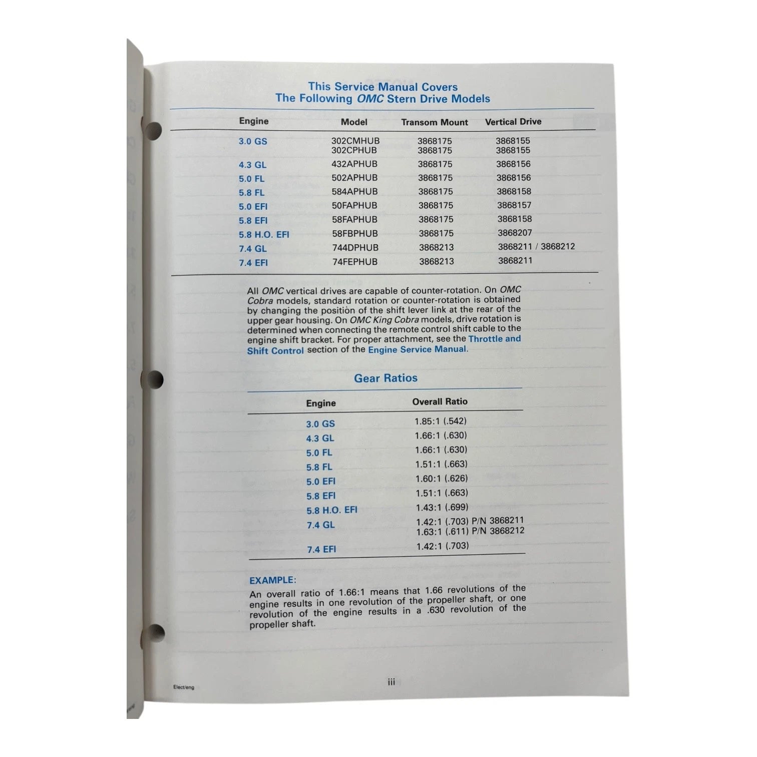 OMC Cobra Stern Drives Electrical/Ignition Service Manual 503169 (1994)