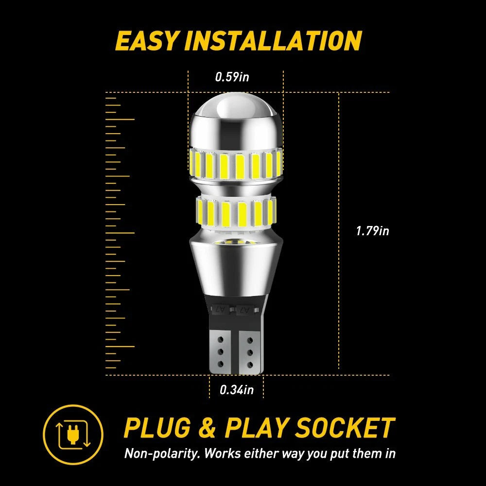 2X LED Reverse Backup Light Bulbs for Various Models (Error Free, 6000K)