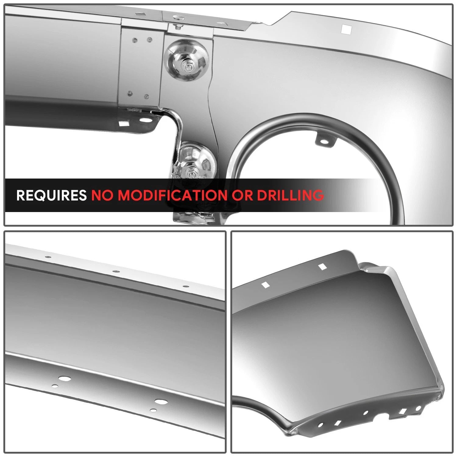 Front Bumper Face Bar for GMC Sierra 1500 (2007–2013) Chrome w/ Fog Light Hole