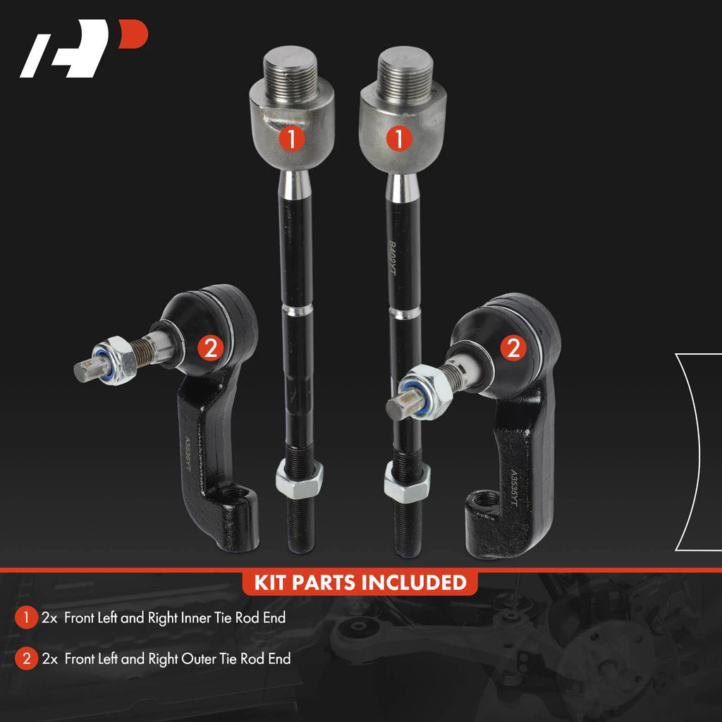 Set of 4 Steering Tie Rod Ends for Jeep Liberty (2002–2007)