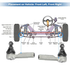 2X Front Outer Tie Rod End ES3438 for Nissan Altima 