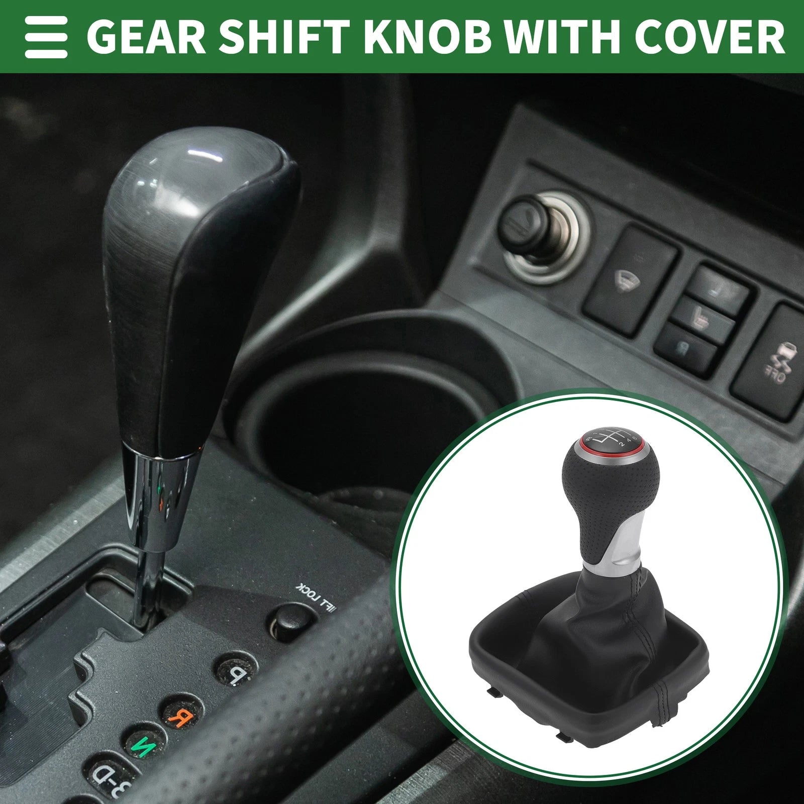 6-Speed Gear Shift Knob with Cover for Audi A3 (2013–2020) Matte Red Black