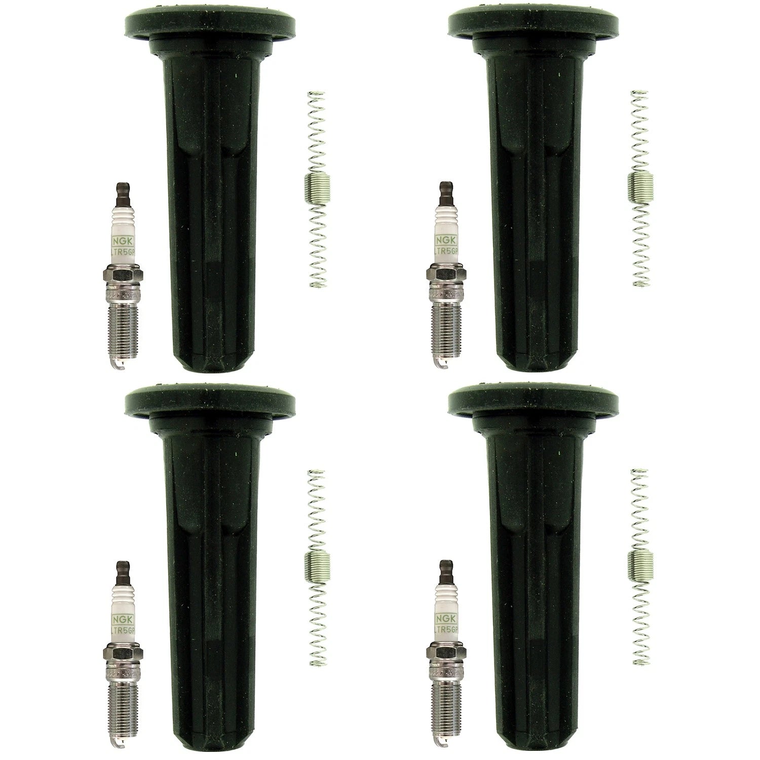 Set of 4 NGK G-Power Platinum Spark Plugs & Coil Boots for Colorado Canyon (2004–2012)