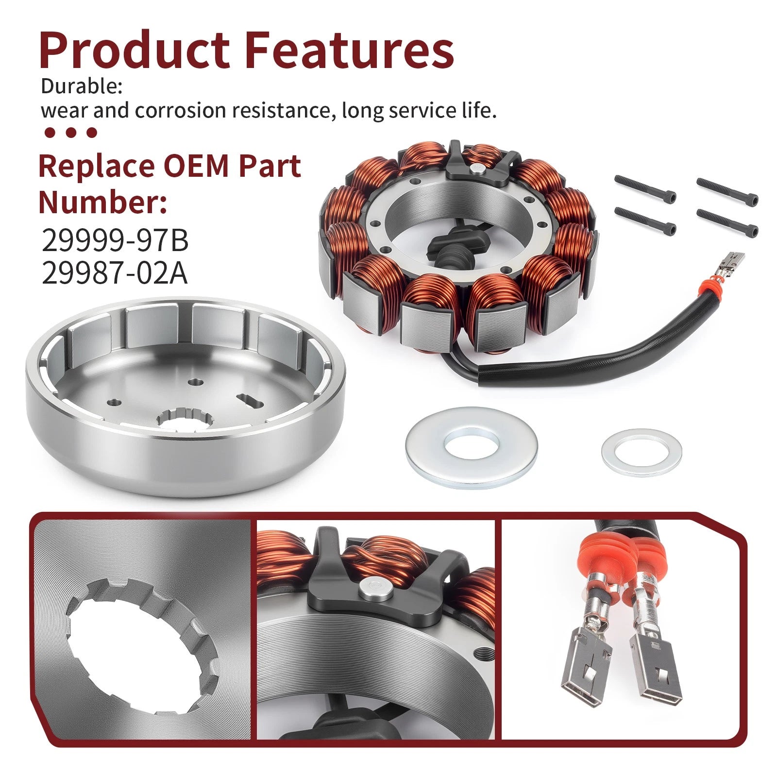 45Amp Stator Flywheel Rotor for Harley Electra Glide, Road Glide, Road King (–)