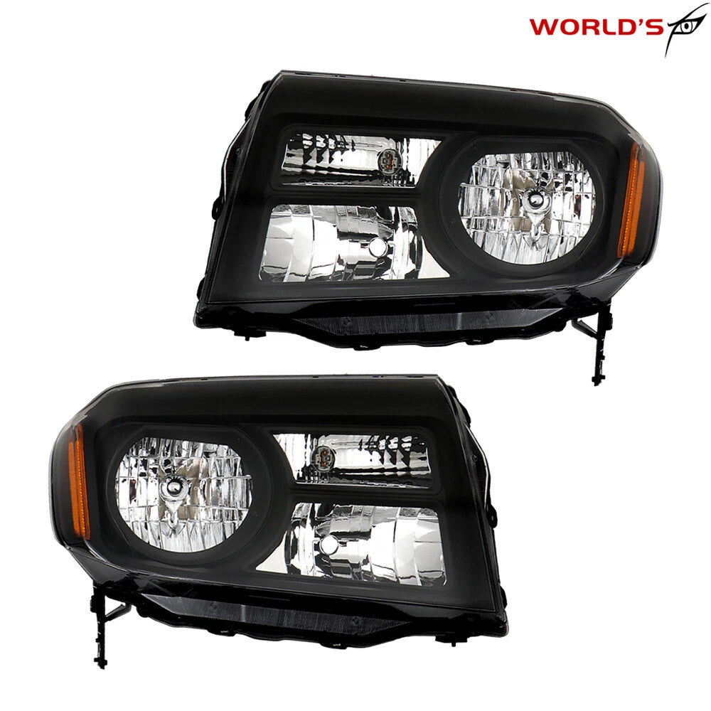 Set of 2 Halogen Headlights for Honda Pilot (2012–2015) Black Housing