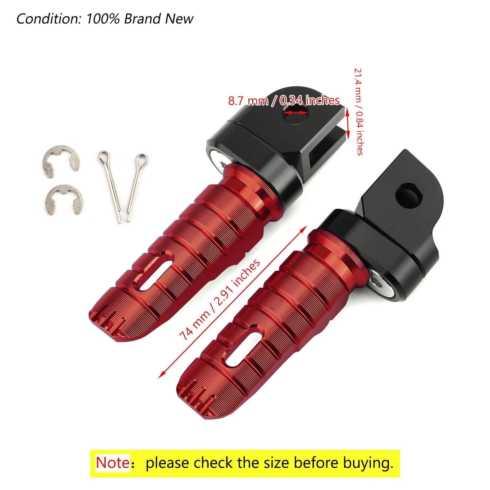 Front Footrests Foot Pegs for Honda CB125R CBR1000RR CB600F CB1100/RS/SX (2018–2023) Red