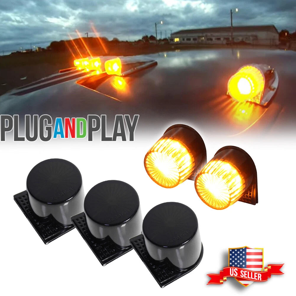Smoke Amber LED Roof Cab Clearance Lamps for Dodge D150 D250 D350 (1984–1993)