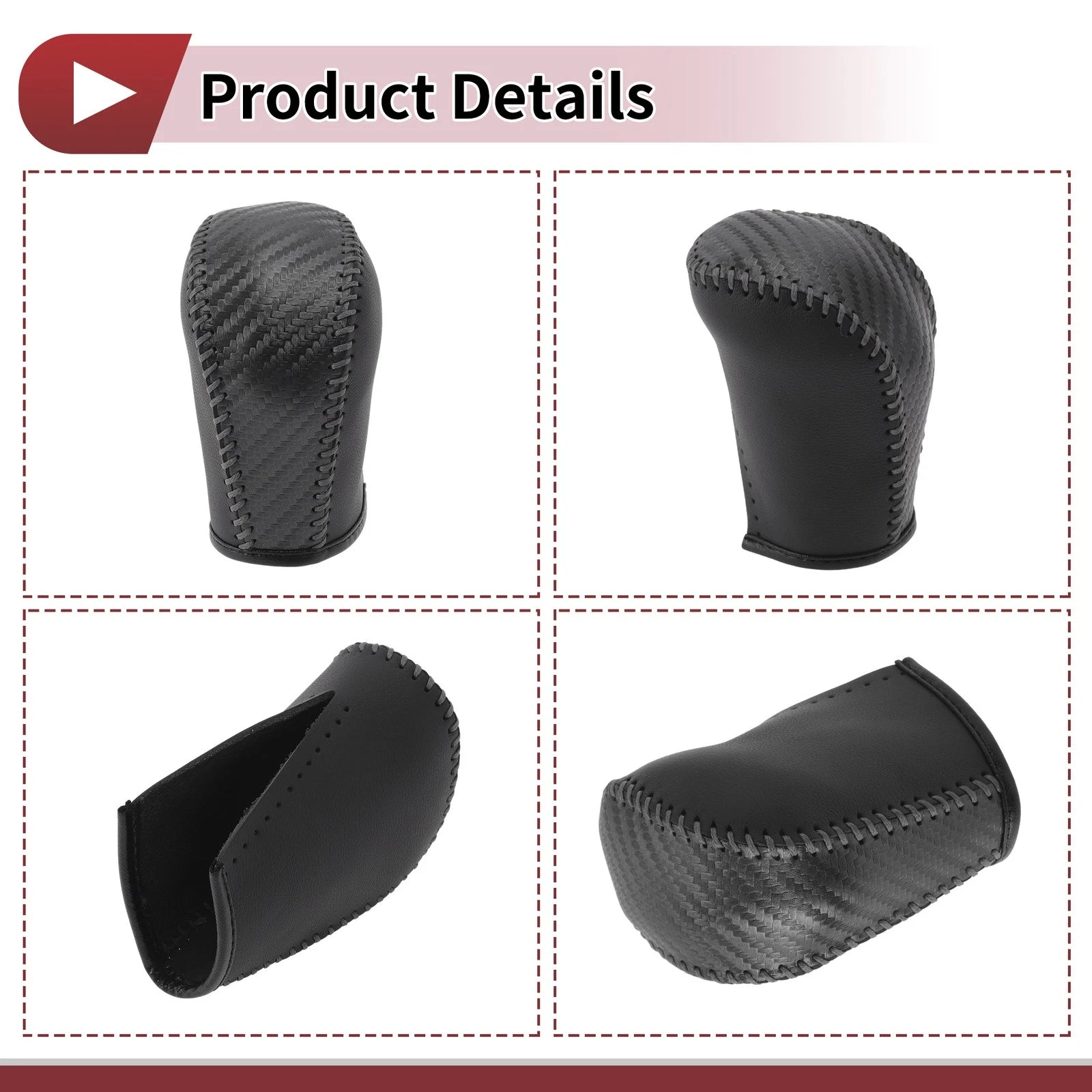 1Pc Gear Shift Knob Cover for Subaru Forester (2006–2012) Black Gray Faux Leather