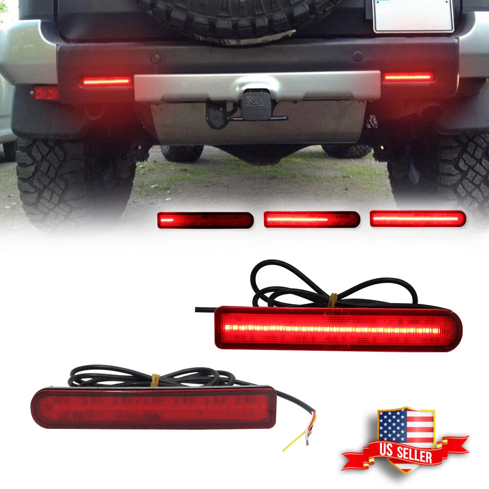 2X Red Lens Full LED Lower Bumper Reflector Lights for Toyota FJ Cruiser (2007–2014)