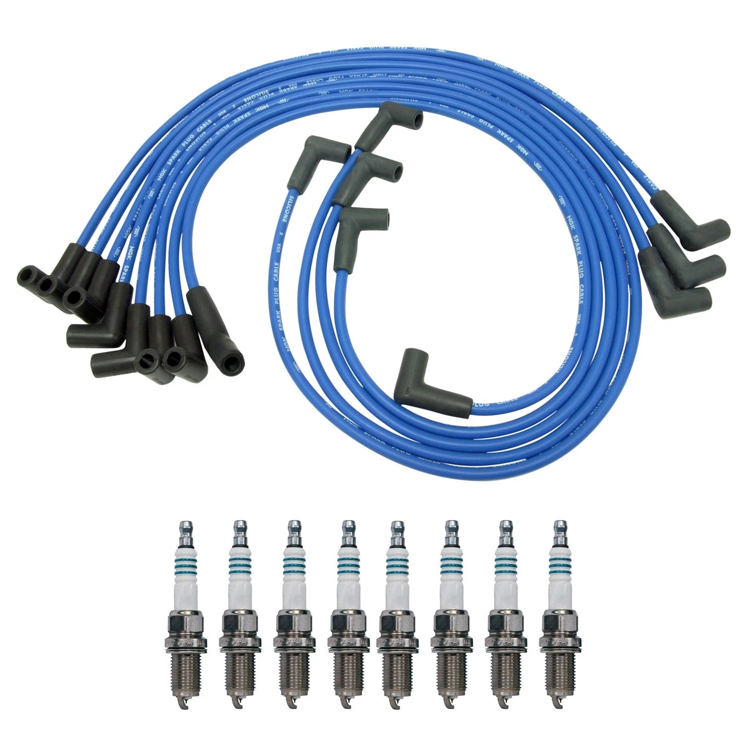 NGK 8mm Wire Set & Denso Iridium Spark Plug Kit for Camaro Corvette (1997–2002)